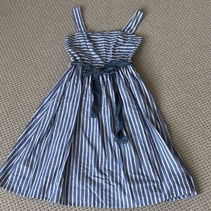Eliza J Blue and White Striped Sundress with Waist Tie. worn once